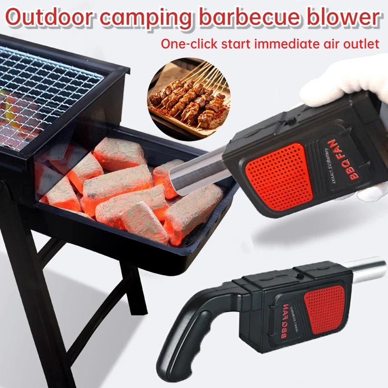 Ventilador elétrico portátil conveniente, alça estendida, acelera queima de carvão, uso para acampamento ao ar livre, piquenique, churrasco, ferramenta de cozinha