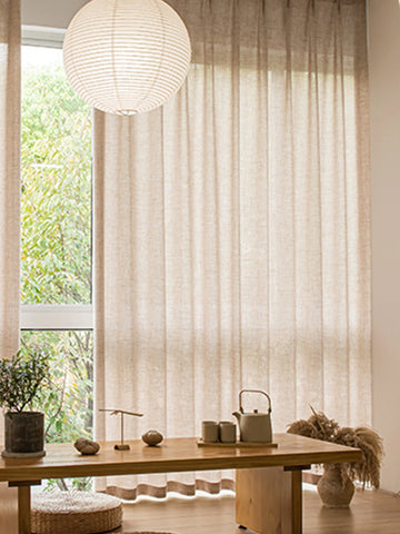 Novo estilo coreano qualidade sólida voile bege linho sheer cortinas para a sala de estar quarto tule sheer cortina estilo japonês