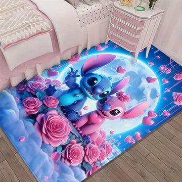 MINISO Disney Cartoon S-point Angel Area Tapete Vibrant Pink Tapete de poliéster macio para quarto, sala de estar ou decoração de escritório doméstico