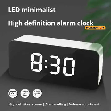 1pc branco led espelho relógio de mesa snooze exibição tempo luz da noite desktop usb despertador decoração para casa