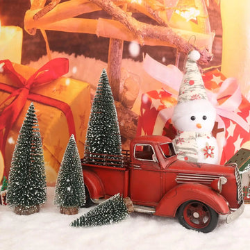 Mini árvores de natal cobertas com pinheiros de neve, 7 tamanhos, decorações de mesa de natal, enfeites de neve de inverno, cedro, presente de natal para casa